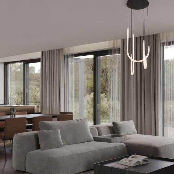 Lustra Topaz 40W 3000K, Negru si Otel, Aluminiu, Acrilic Nova Luce
