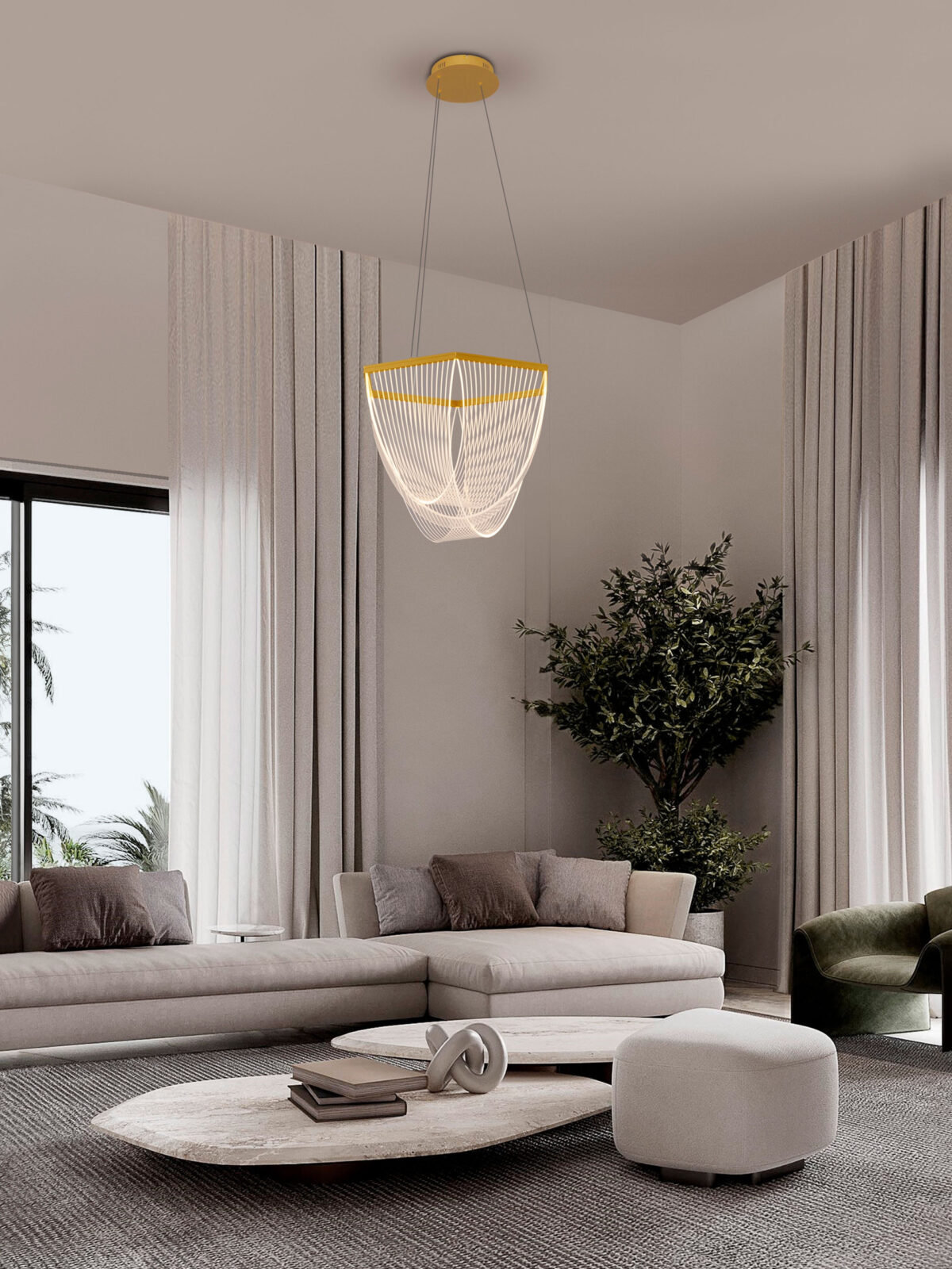 Lustra Valentin 35W 3000K, Auriu si Aluminiu, Acrilic Nova Luce
