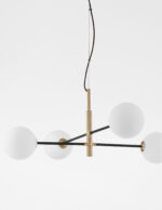 Lustra Vitra 20W, Negru, Alb, Auriu si Sticla, Metal Nova Luce