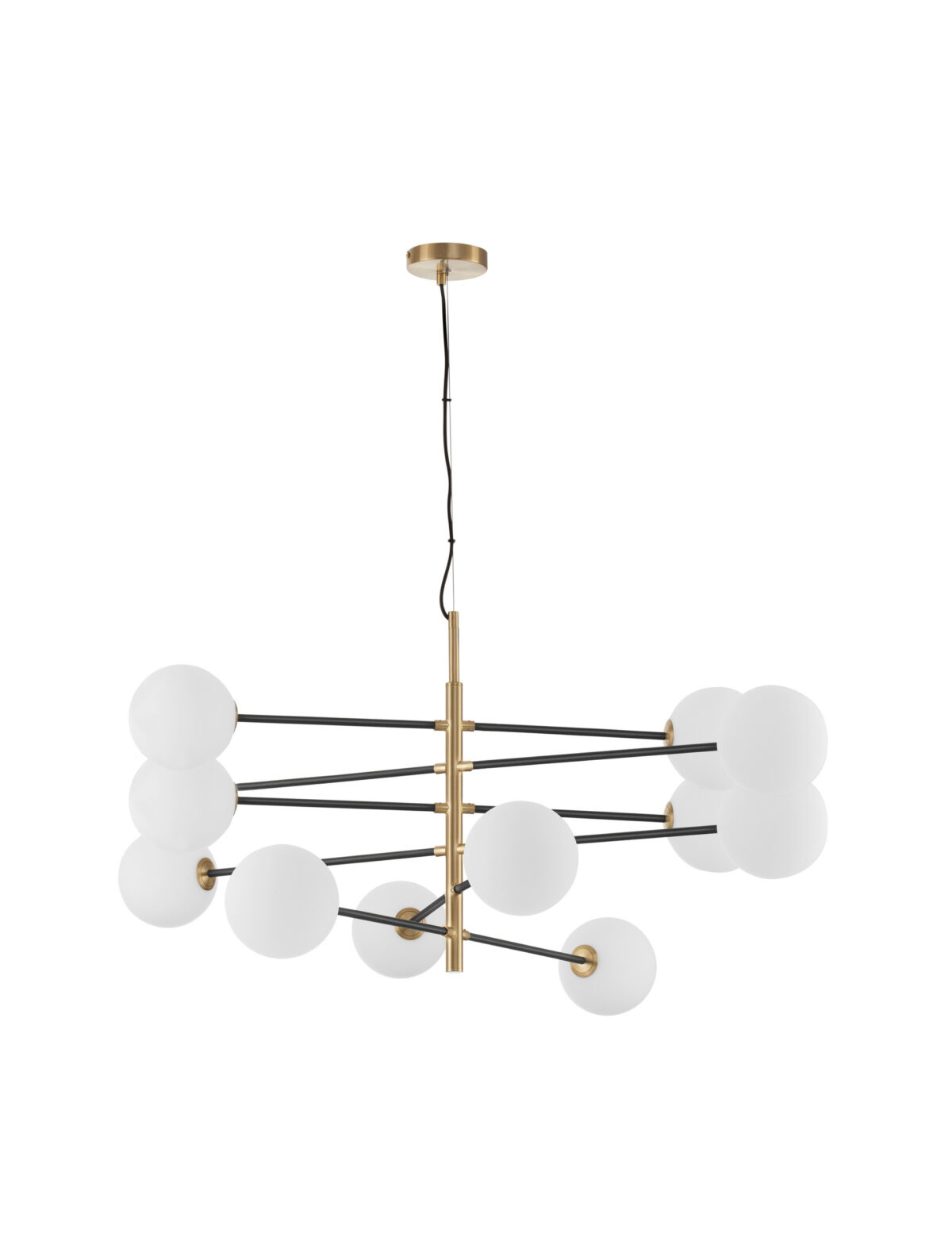 Lustra Vitra 60W, Negru, Alb, Auriu si Sticla, Metal Nova Luce