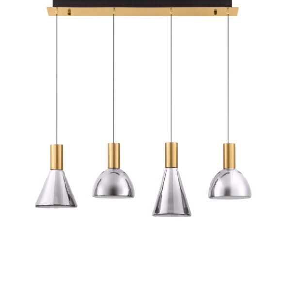 Lustra Voi 32W 3000K, Negru, Auriu si Sticla, Metal Nova Luce