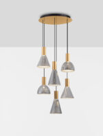 Lustra Voi 48W 3000K, Negru, Auriu si Sticla, Metal Nova Luce