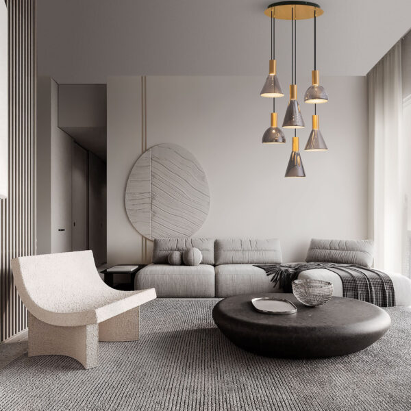 Lustra Voi 48W 3000K, Negru, Auriu si Sticla, Metal Nova Luce