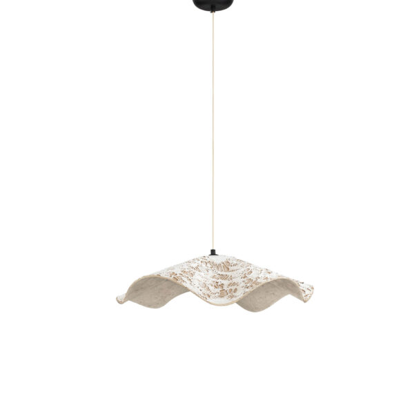 Lustra Wabi 12W, Alb, Auriu si Textil, In, Pasta de hartie Nova Luce