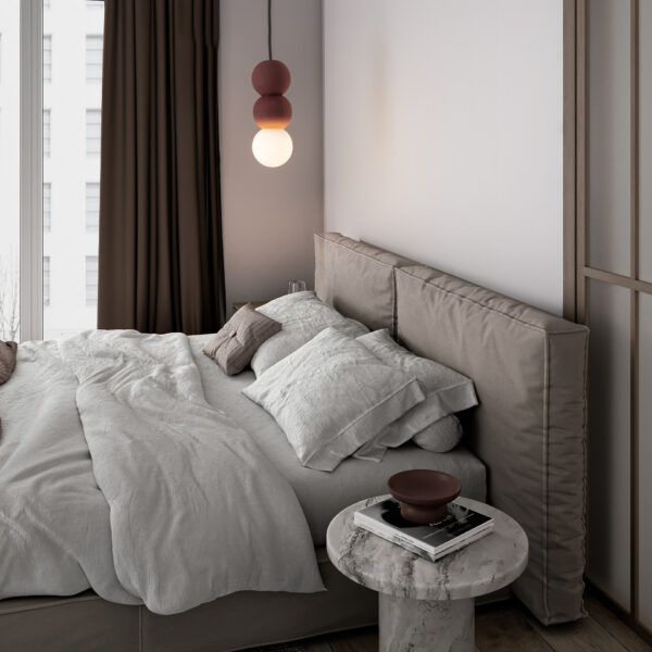 Lustra Zero 5W, Alb, Rosu si Sticla, Beton Nova Luce