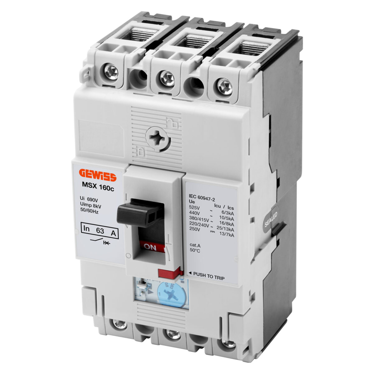 MSX 160C – Intrerupatoare Compacte cu Carcasa Turnata – Eliberare Magnetica Termica si Fixa Reglabila – 16KA 3P 25A 525V MSX 160C - Intrerupatoare Compacte cu Carcasa Turnata - Eliberare Magnetica Termica si Fixa Reglabila - 25KA 3P 100A 525V