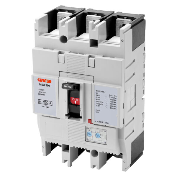 MSX 250 - Intrerupatoare Automate Cutie Turnata - Eliberare Magnetica Termica si Reglabila Reglabila - 65KA 3P 250A 690V