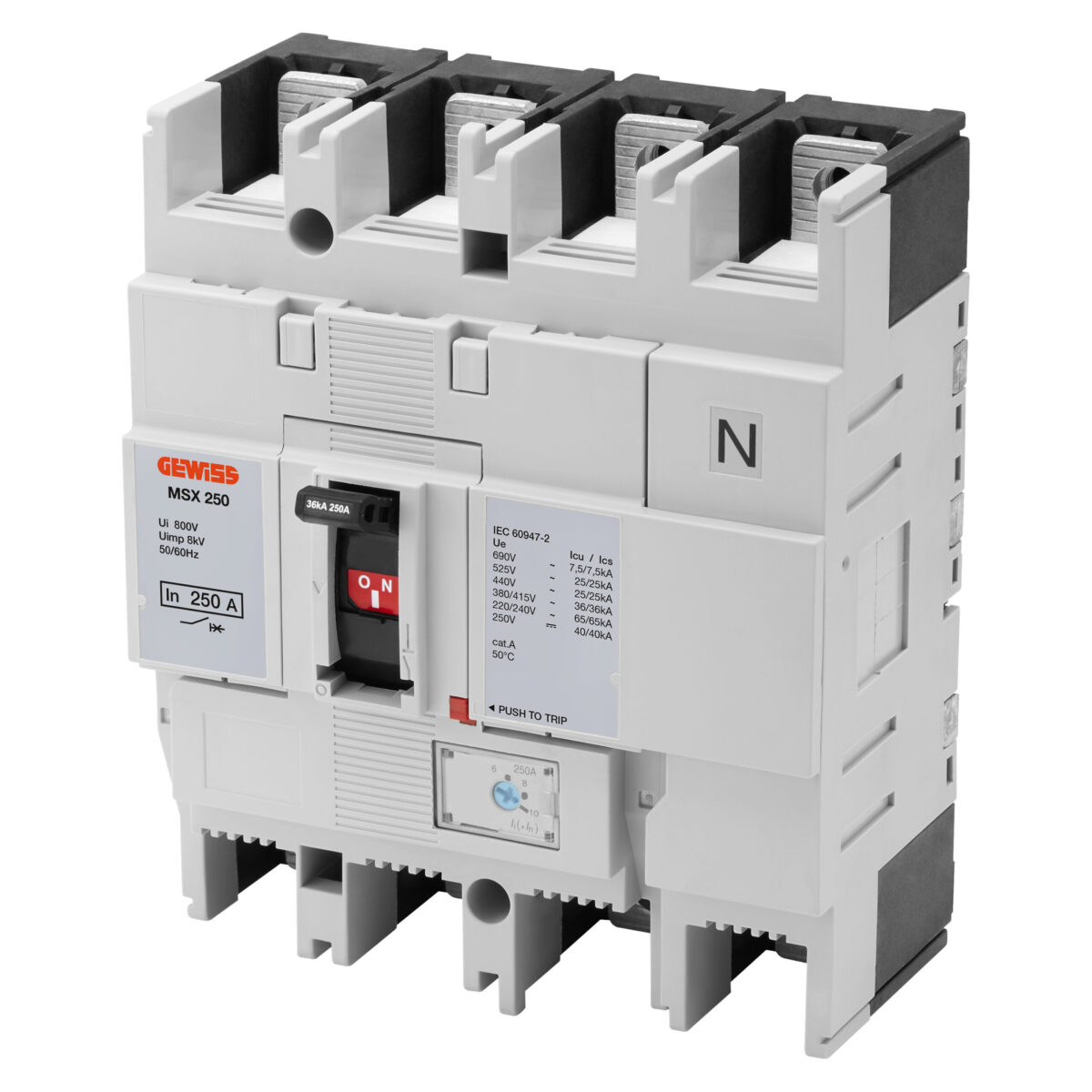 MSX 250 -moulded Case Circuit Breaker - Magnetic Reglabil pentru Protectia Motorului - 36KA 4P 250A 690V