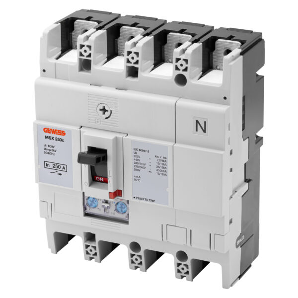 MSX 250C - Intrerupatoare Automate cu Carcasa Turnata Compacta - Eliberare Magnetica Termica si Reglabila Reglabila - 25KA 3P+N 250A 525V
