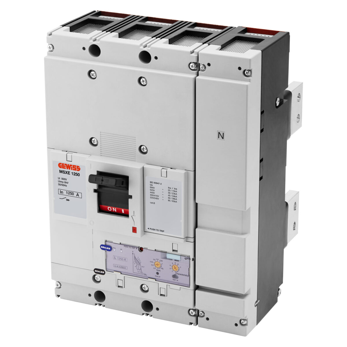 MSXE 1250 – Mccb’s cu Declansare Electronica – LSI – Terminal Spate – 50KA 4P 1250A 690V MSXE 1250 - Mccb-uri cu Eliberare Electronica - Interblocate - Lsig - Terminal Spate - 50KA 4P 1250A 690V