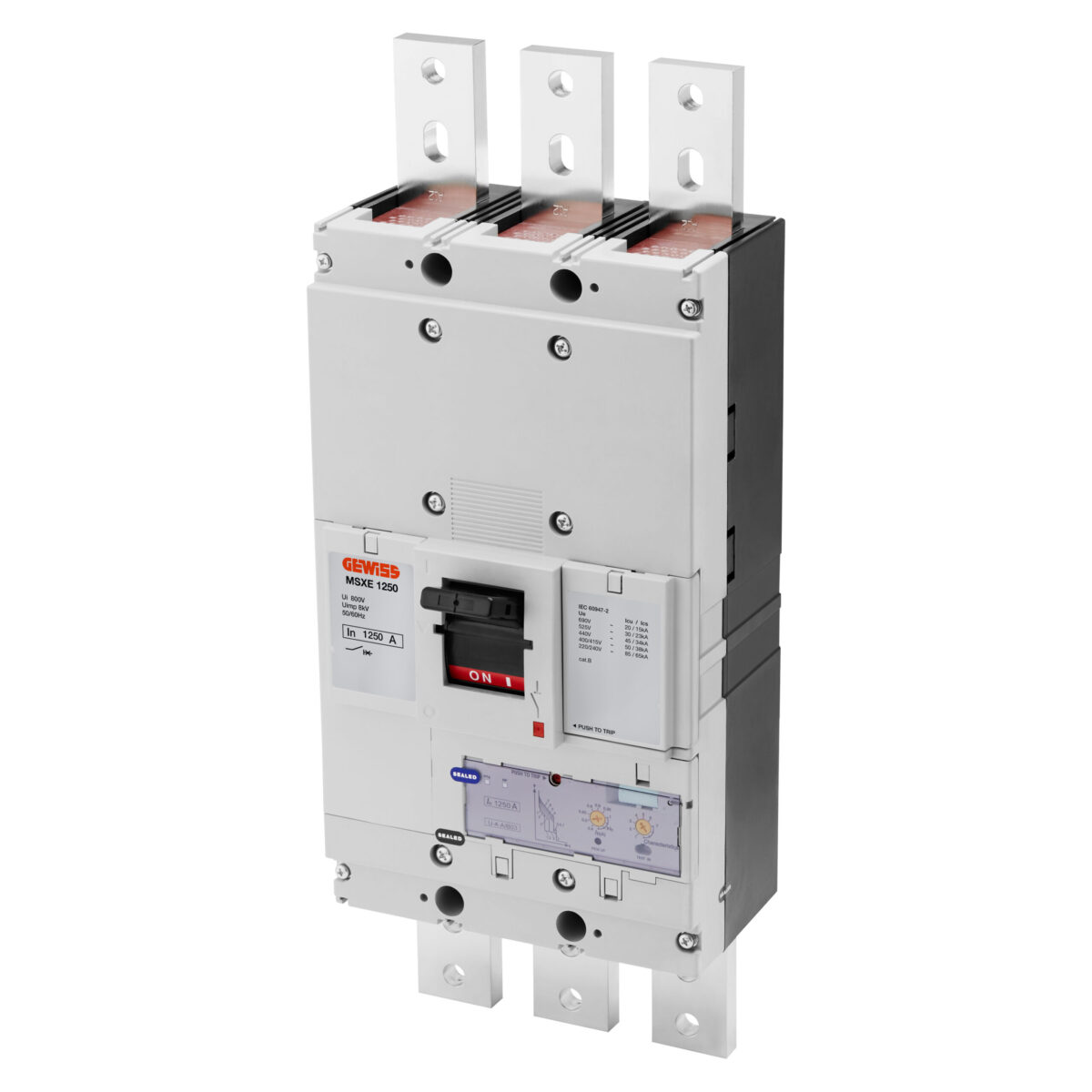 MSXE 1250 – Mccb’s cu Eliberare Electronica – LSI – Terminal Frontal – 50KA 3P 1250A 690V MSXE 1250 - Mccb's cu Eliberare Electronica - Interblocat - LSI - Terminal Frontal - 50KA 3P 1250A 690V