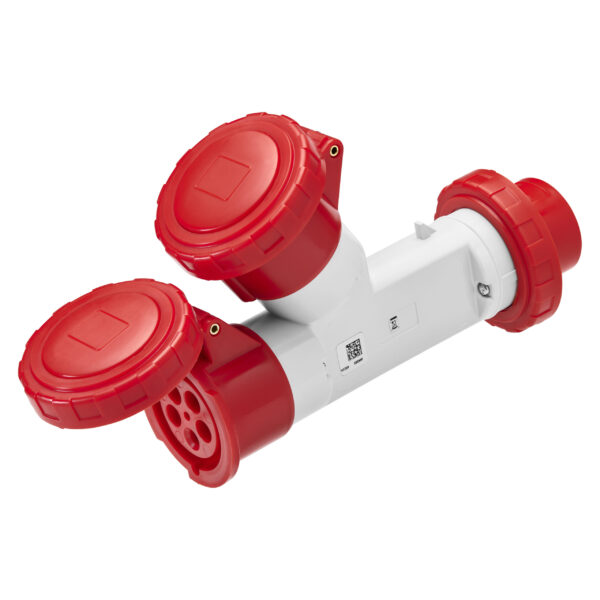 Multiple Iesiri Socket-couplers 2 IP67 - Fisa 16A - 2 Prize 3P+N+E 400V 50/60HZ - Rosu - 6H