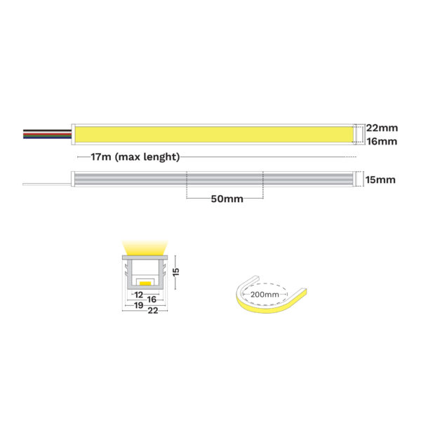 Neon arhitectural Gomu 16X15 Ip44 Profile-Free 10W 2700 K, Silicon Nova Luce