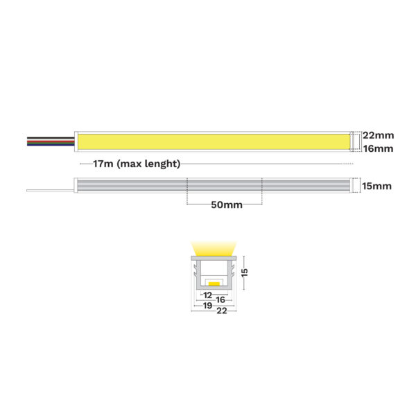 Neon arhitectural Gomu 16X15 Ip44 Profile-Free 10W 3000K, Silicon Nova Luce