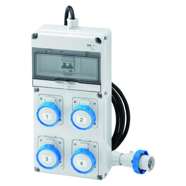 Organizare santier 10 Acs - Portabil Mobil - Cu Cablu si Fisa - 4 3P+E 16A IEC309 - IP65