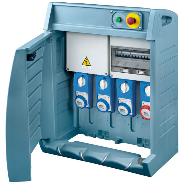 Organizare santier Q-BOX 4 - Cu Fisa de Alimentare - Cablata - 1 2P+E 16A + 2 3P+E 16A + 1 3P+E 32A - IP55