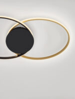Plafoniera Aveo 43W 3200 K, Negru, Auriu si Otel, Aluminiu, Acrilic Nova Luce