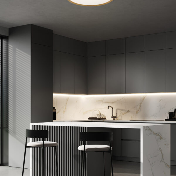 Plafoniera Cantria 38W 3000K, Negru, Auriu si Metal, Acrilic Nova Luce