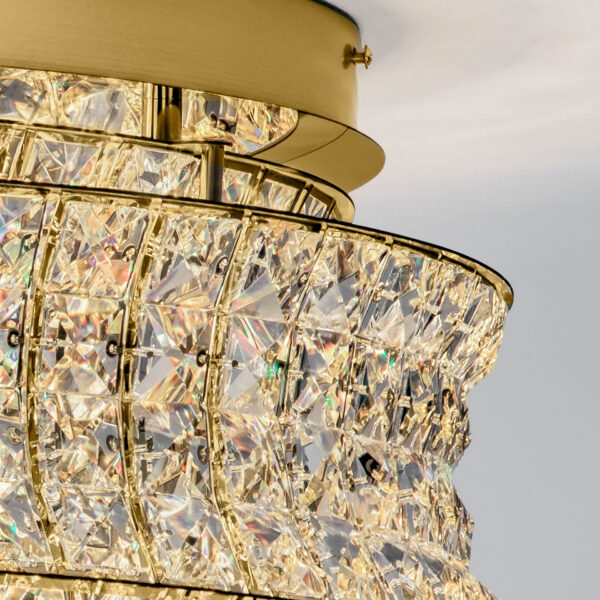 Plafoniera Celysia 56W 3500 K, Auriu si Metal, Cristal Nova Luce
