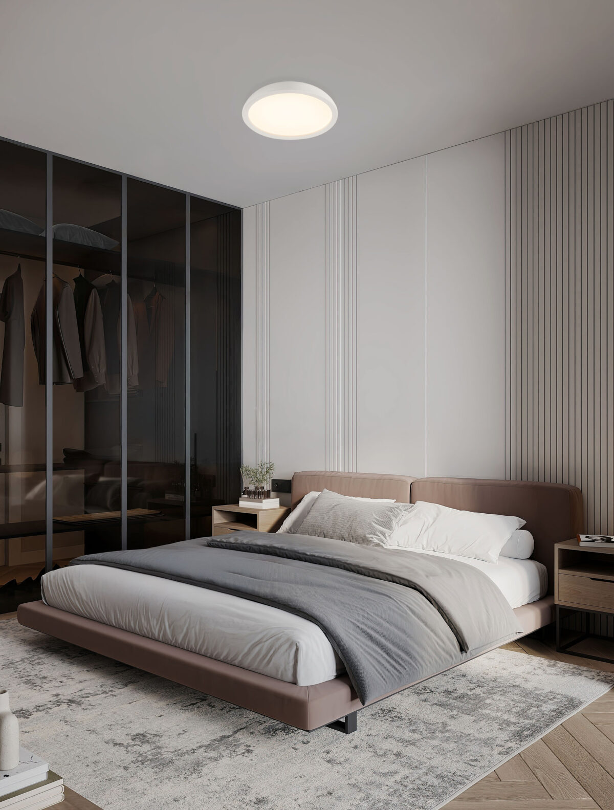 Plafoniera Felicia 25W 3000K, Alb si Otel, Aluminiu, Acrilic Nova Luce