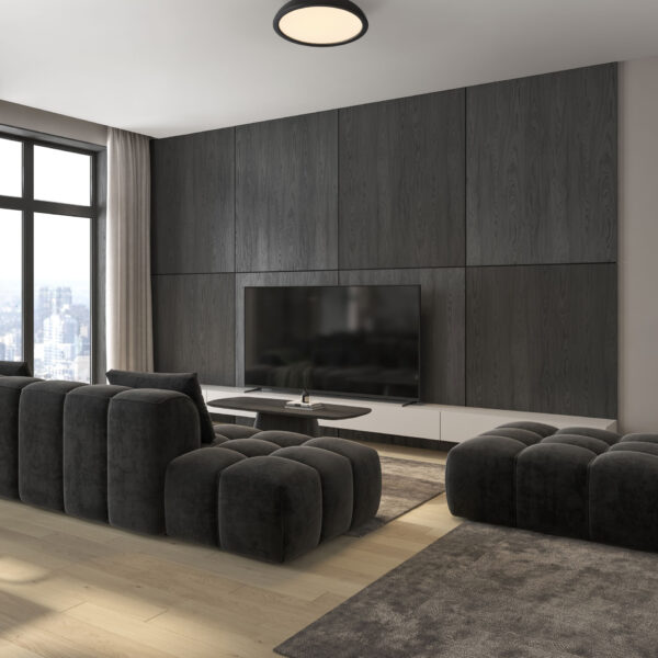 Plafoniera Felicia 25W 3000K, Negru si Otel, Aluminiu, Acrilic Nova Luce