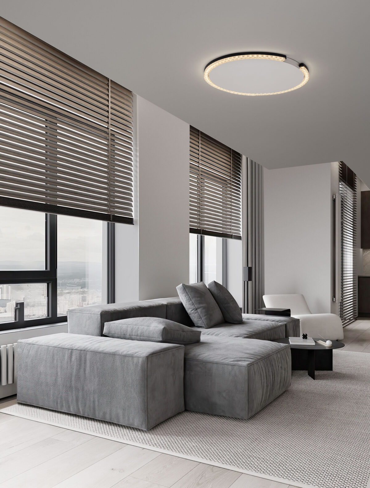 Plafoniera Greamy 30W 3000K, Negru si Aluminiu, Acrilic Nova Luce