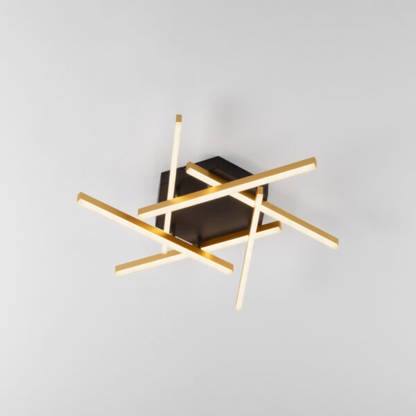 Plafoniera Hyde 38W 3000K, Negru, Auriu si Aluminiu, Acrilic Nova Luce