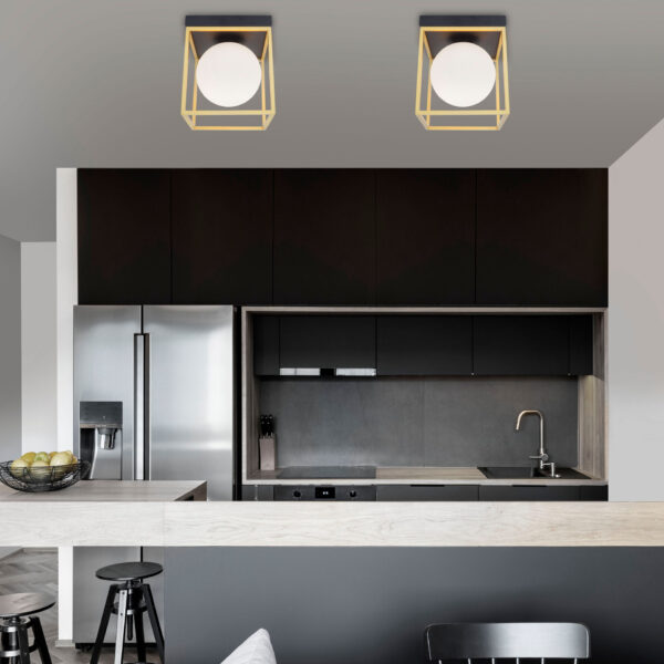 Plafoniera Juliet 5W, Negru, Alb, Alama si Sticla, Metal Nova Luce
