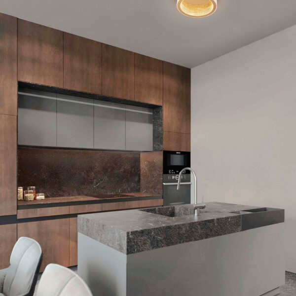 Plafoniera Kinara 46W 3000K, Auriu si Aluminiu, Acrilic, Otel inoxidabil Nova Luce