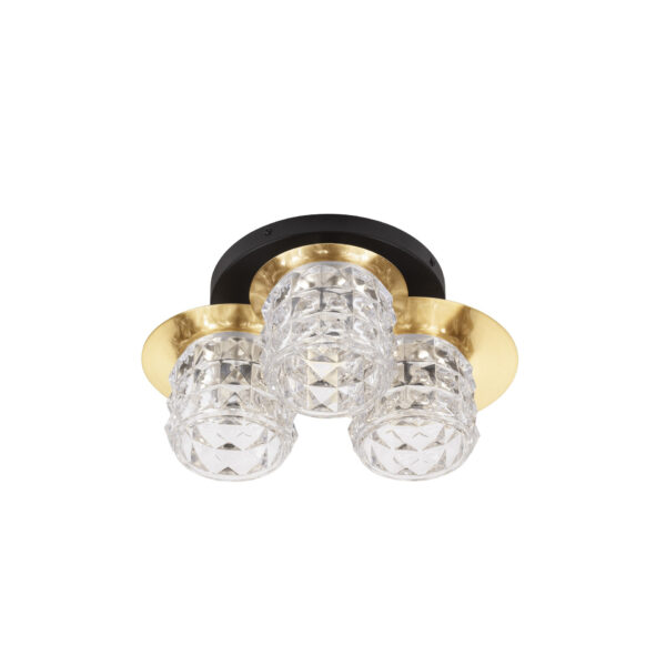 Plafoniera Lawan 15W, Negru, Auriu si Sticla, Metal Nova Luce