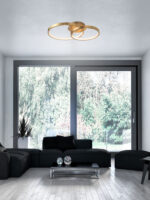 Plafoniera Leon 44W 3000K, Auriu si Aluminiu, Acrilic Nova Luce