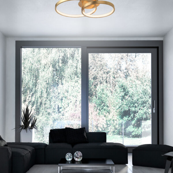 Plafoniera Leon 44W 3000K, Auriu si Aluminiu, Acrilic Nova Luce