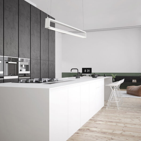 Plafoniera Line 38W 3000K, Alb si Aluminiu, Acrilic Nova Luce