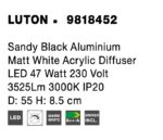 Plafoniera Luton 47W 3000K, Negru, Alb si Aluminiu, Acrilic Nova Luce