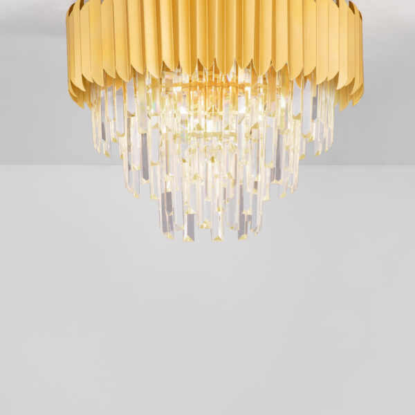 Plafoniera Magnolia 30W, Auriu si Aluminiu, Cristal Nova Luce