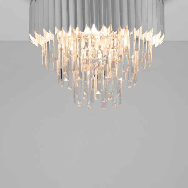 Plafoniera Magnolia 30W, Crom si Aluminiu, Cristal Nova Luce