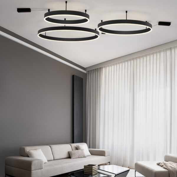 Plafoniera Motif 60W 3000K, Negru si Aluminiu, Acrilic Nova Luce