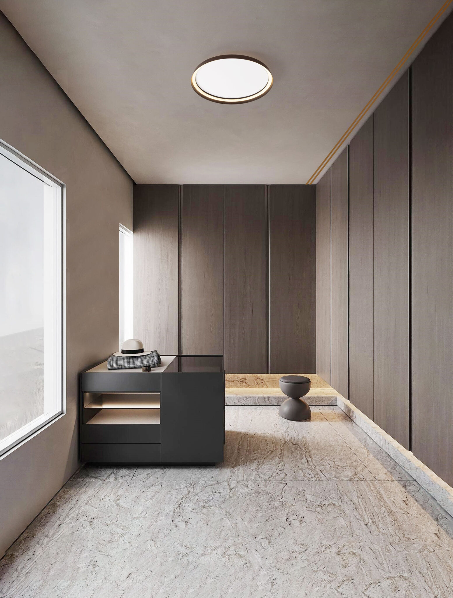 Plafoniera Ormi 48W 3000 | 2700 | 4000K, Maro si Aluminiu, Acrilic Nova Luce
