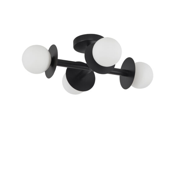 Plafoniera Pielo 20W, Negru, Alb si Sticla, Metal Nova Luce