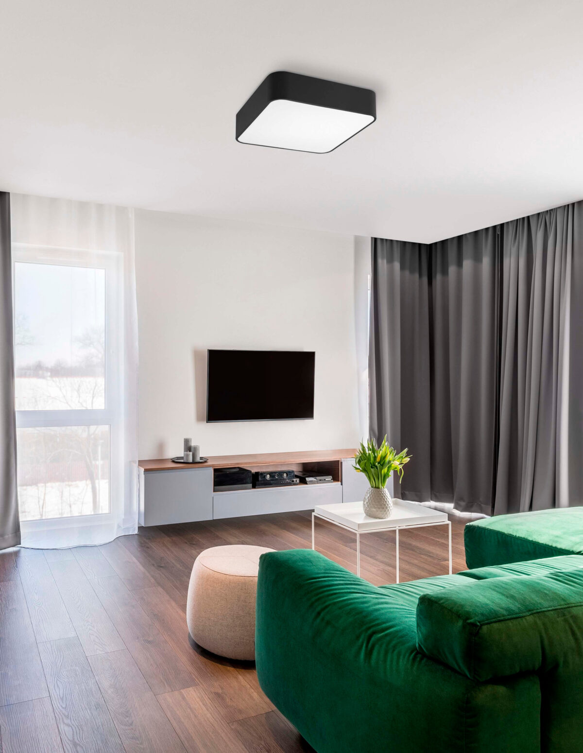 Plafoniera Ragu 48W, Negru si Metal, Acrilic Nova Luce