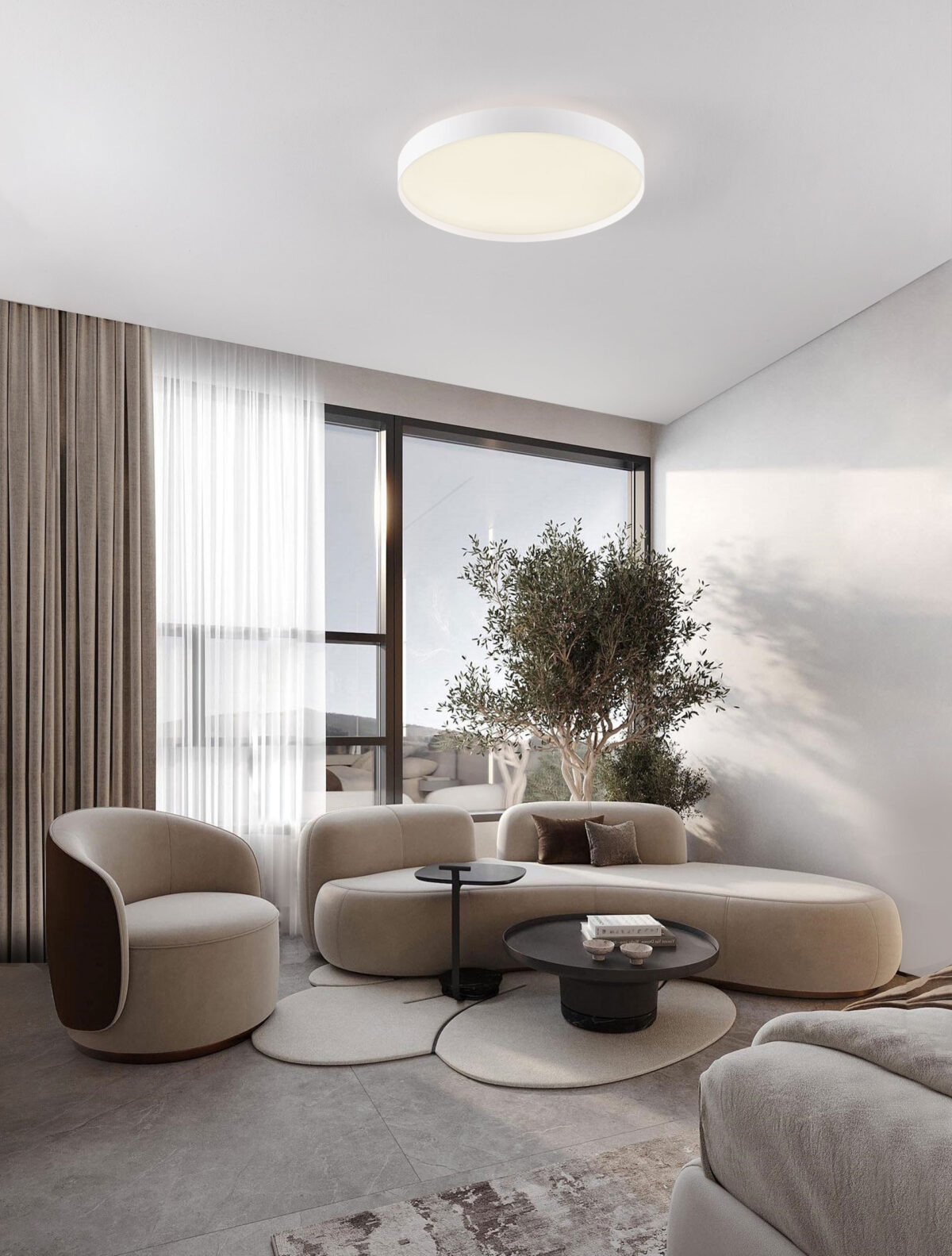 Plafoniera Roi 48W 3000 | 2700 K, Alb si Aluminiu, Metal, Acrilic Nova Luce