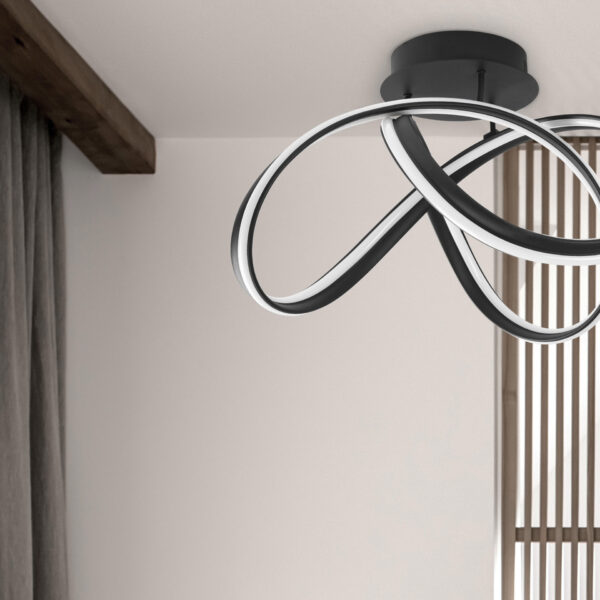 Plafoniera Truno 60W 3000K, Negru si Aluminiu, Acrilic Nova Luce