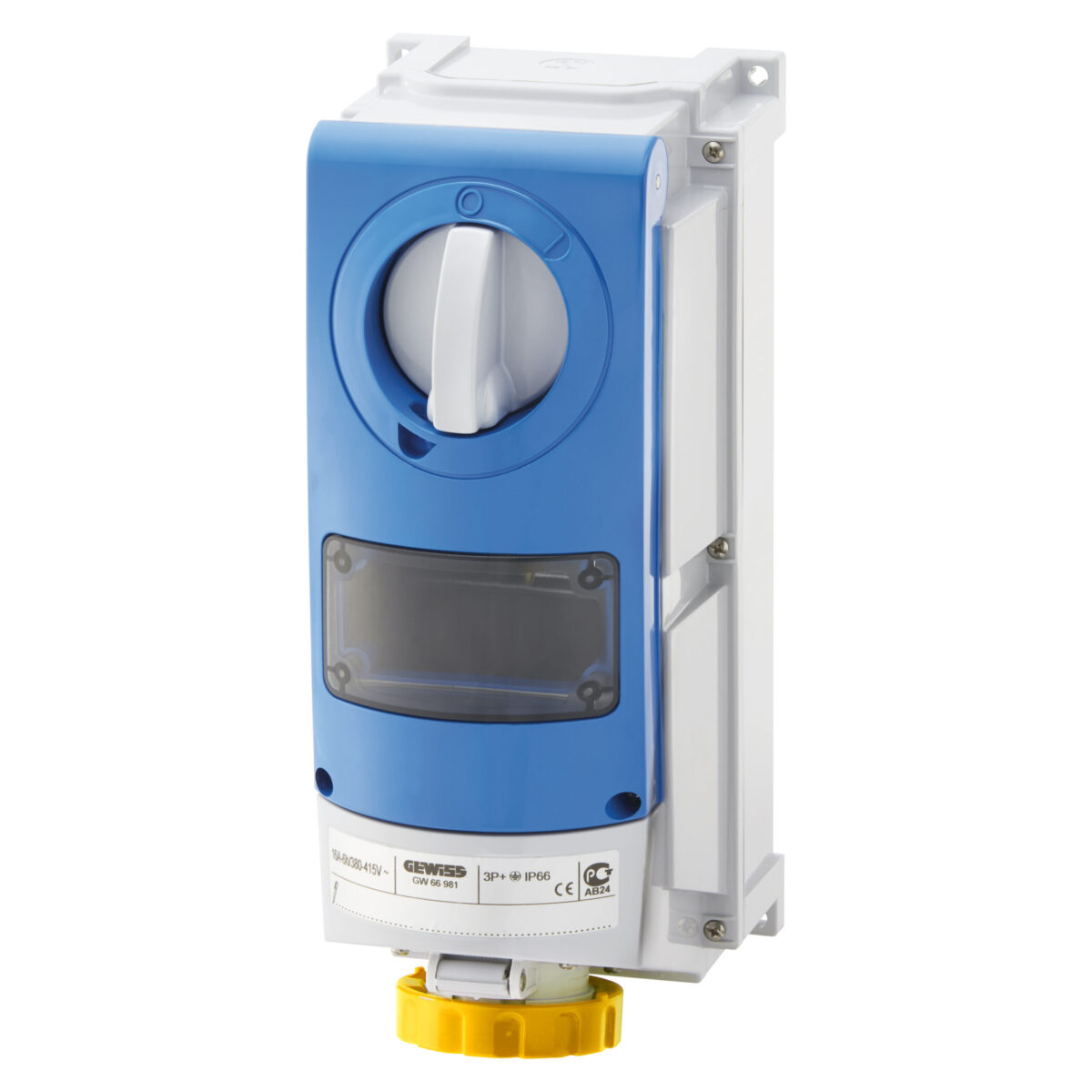 Priza Fixa Interblocata Verticala aparenta 2P+E 63A 100-130V-50/60HZ 4H-IP66 Priza Fixa Interblocata Verticala aparenta 3P+N+E 32A 100-130V-50/60HZ 4H-IP66