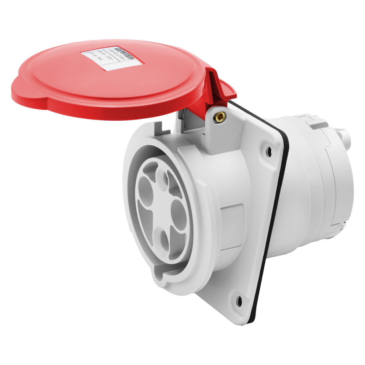 Priza industriala Montaj Incastrat in Unghi de 10° IP44/IP54 – 2P+E 63A 380-415V 50/60HZ – Rosu – 9H – Terminal Manta Priza industriala Montaj Incastrat in Unghi de 10° IP44/IP54 - 3P+N+E 63A 346-415V 50/60HZ - Rosu - 6H - Terminal Manta