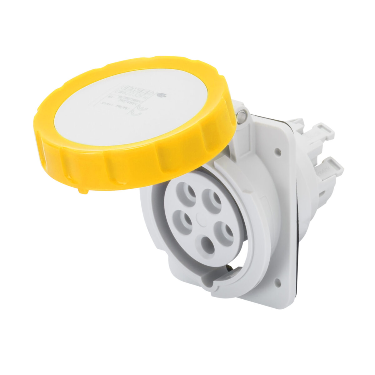 Priza industriala Montaj Incastrat in Unghi de 10° IP66/IP67 - 3P+N+E 32A 100-130V 50/60HZ - Galben - 4H - Cablare Rapida