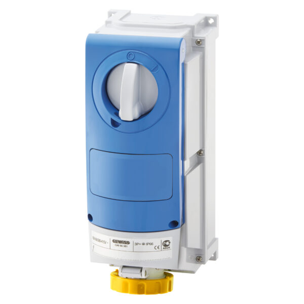 Priza Interblocata Fixa Verticala- 3P+N+E 63A 100 - 130V - 50/60HZ 4H - IP66