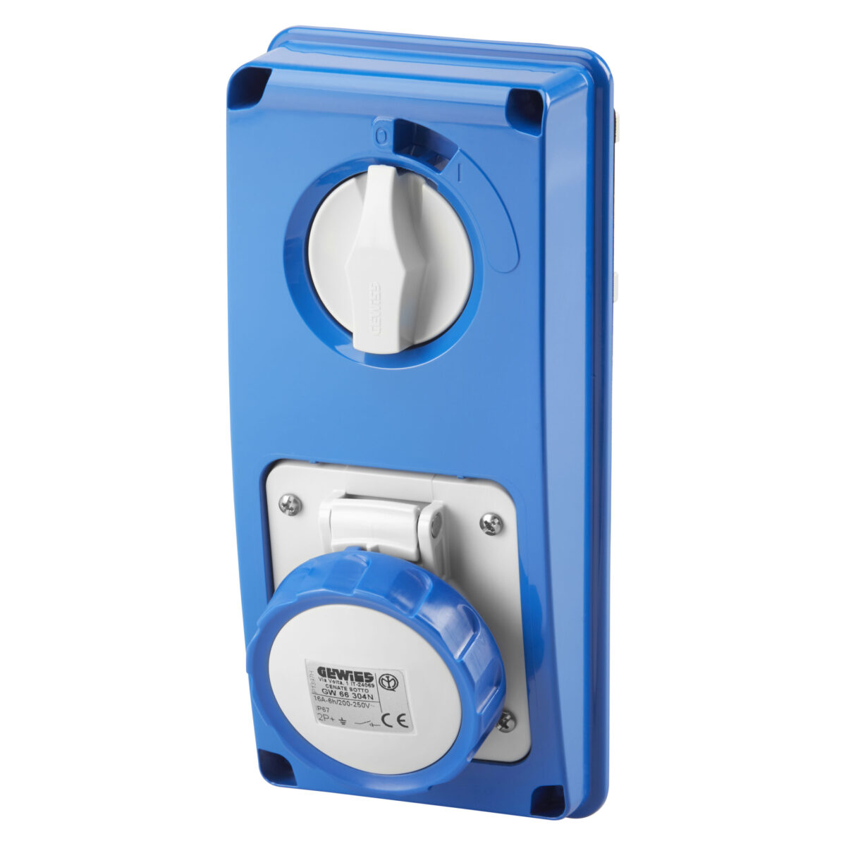 Priza Interblocata Fixa Verticala incastrata 2P+E 16A 200-250V – 50/60HZ 6H – IP67 Priza Interblocata Fixa Verticala incastrata 2P+E 16A 200-250V - 50/60HZ 6H - IP67
