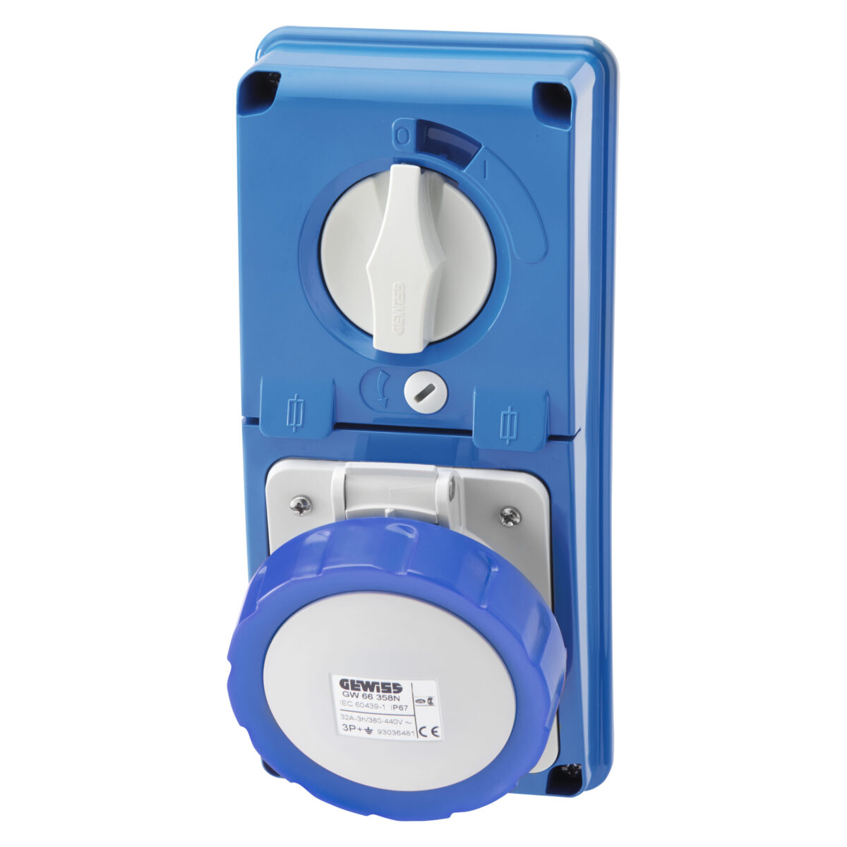Priza Interblocata Fixa Verticala incastrata 3P+N+E 32A 200-250V - 50/60HZ 9H - IP67