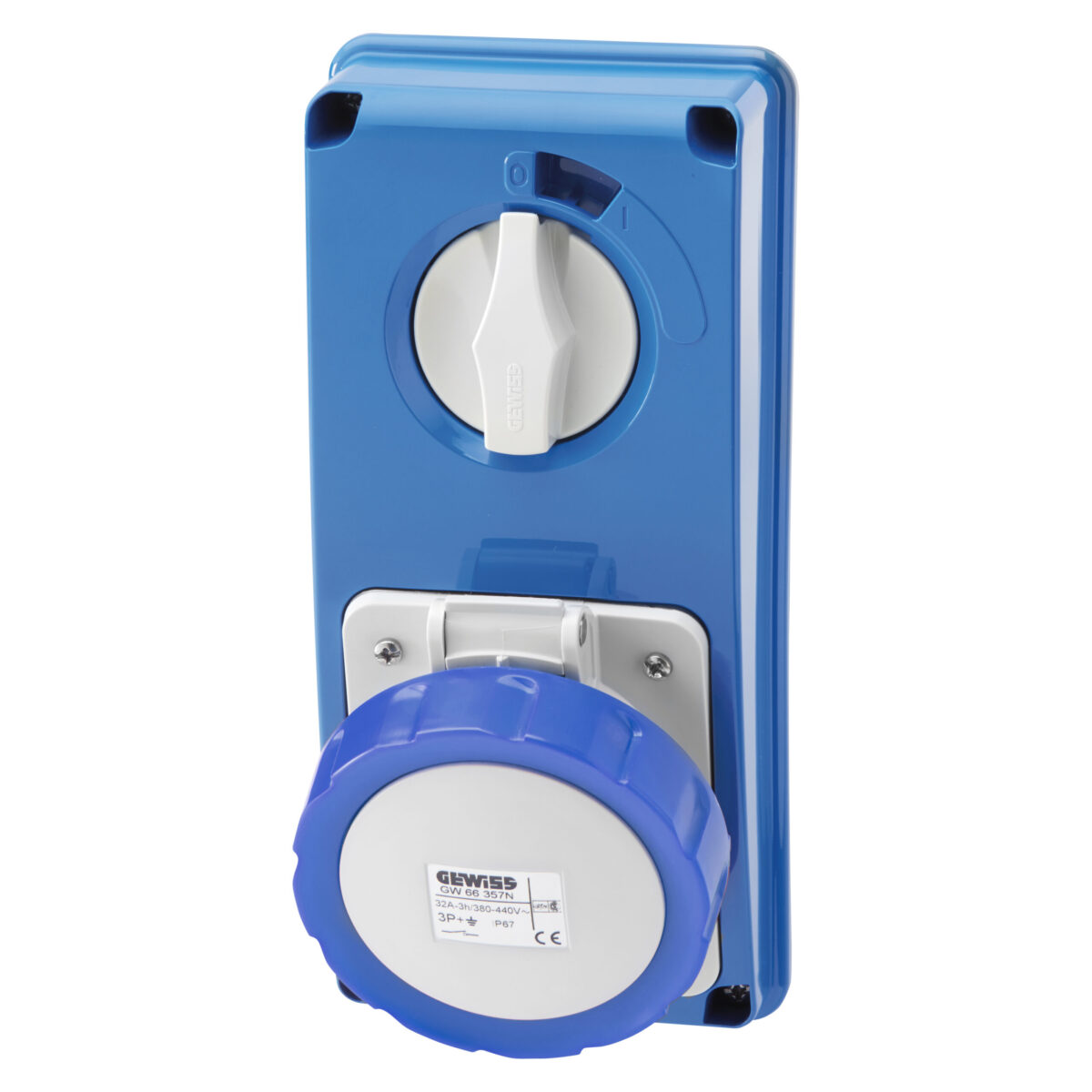 Priza Interblocata Fixa Verticala incastrata 3P+N+E 32A 200-250V - 50/60HZ 9H - IP67