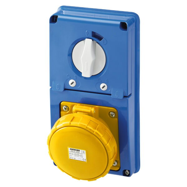 Priza Interblocata Fixa Verticala incastrata 3P+N+E 63A 100-130V - 50/60HZ 4H - IP67